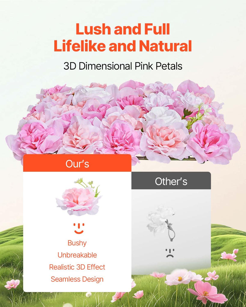3D Flower Wall Panel, Artificial Floral Wall Background Mesh Backing Mat, Seamless Design&Easy Installation for