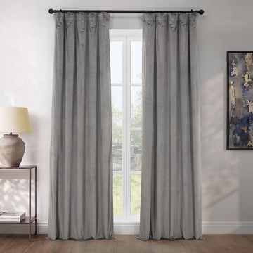 Plush Velvet Curtains (1 Panel) - 50W x 108L, Destiny Grey