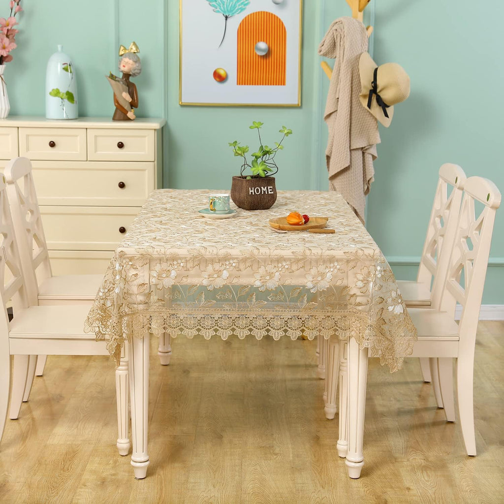 Lace Embroidered Rectangle Tablecloth - Boho Table Cloth Rustic Fabric Retro Lace Tablecloth Picnic 