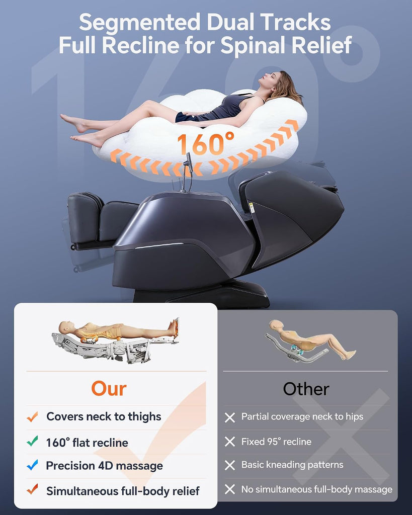 4D+3D Dual Mechanism Massage Chair Full Body, Zero Gravity Massage Chair Recliner with Segmented Dual SL Track, AI