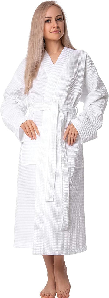 100% Turkish Cotton Waffle Women's Bathrobe, Soft Spa & Hotel