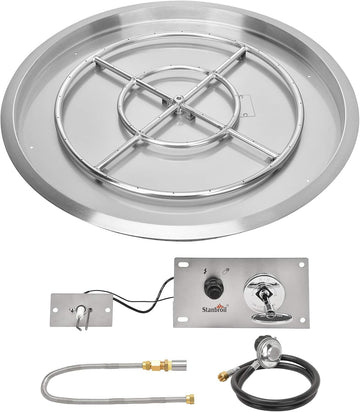 31 Inch Drop-in Round Fire Pit with Spark Ignition Kit, Gas Firepit Insert for DIY Project