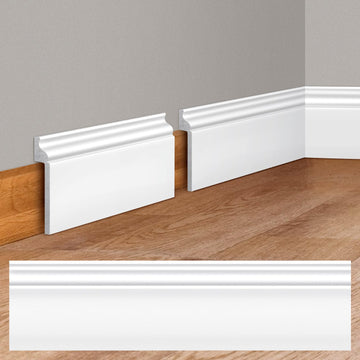 4 Pcs 39.4 x 5.5 in White Wall Baseboard Covers Skirting Board Covers for 4.13 x 0.5in Baseboard Trim Polystyrene