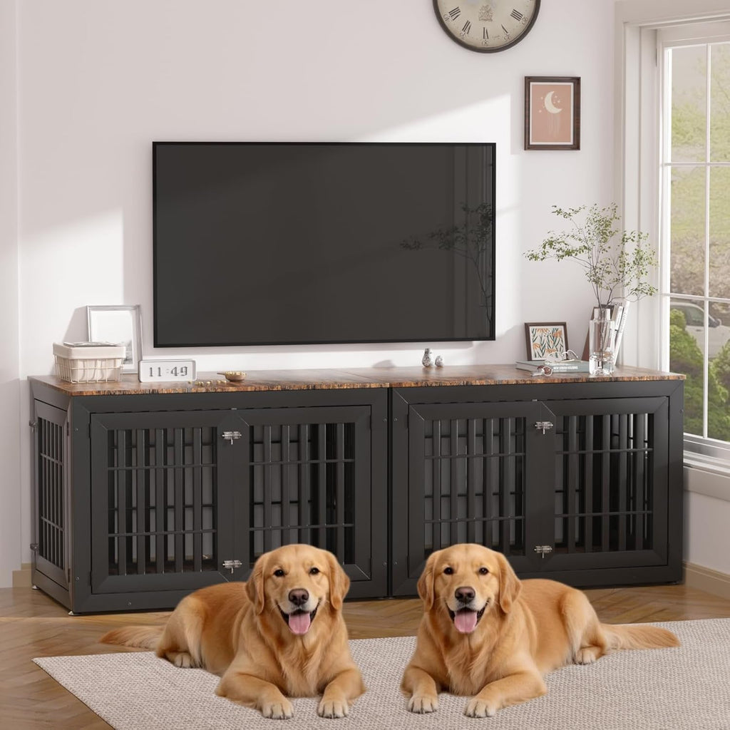 48" Heavy-Duty Dog Crate Furniture for Large Dogs, XXL Wooden Dog Cage Kennel Indoor Furniture