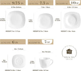 30 Piece Porcelain Dinnerware Set, Grey White Dish Set for 6, Square Ceramic Dishware Sets