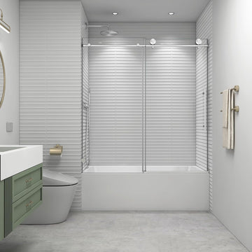 55"-60" W x 63" H Bathtub Soft Closing Sliding Shower Door