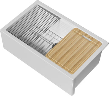 33 x 20 Inch Self-trimming Farmhouse Workstation Kitchen Sink White