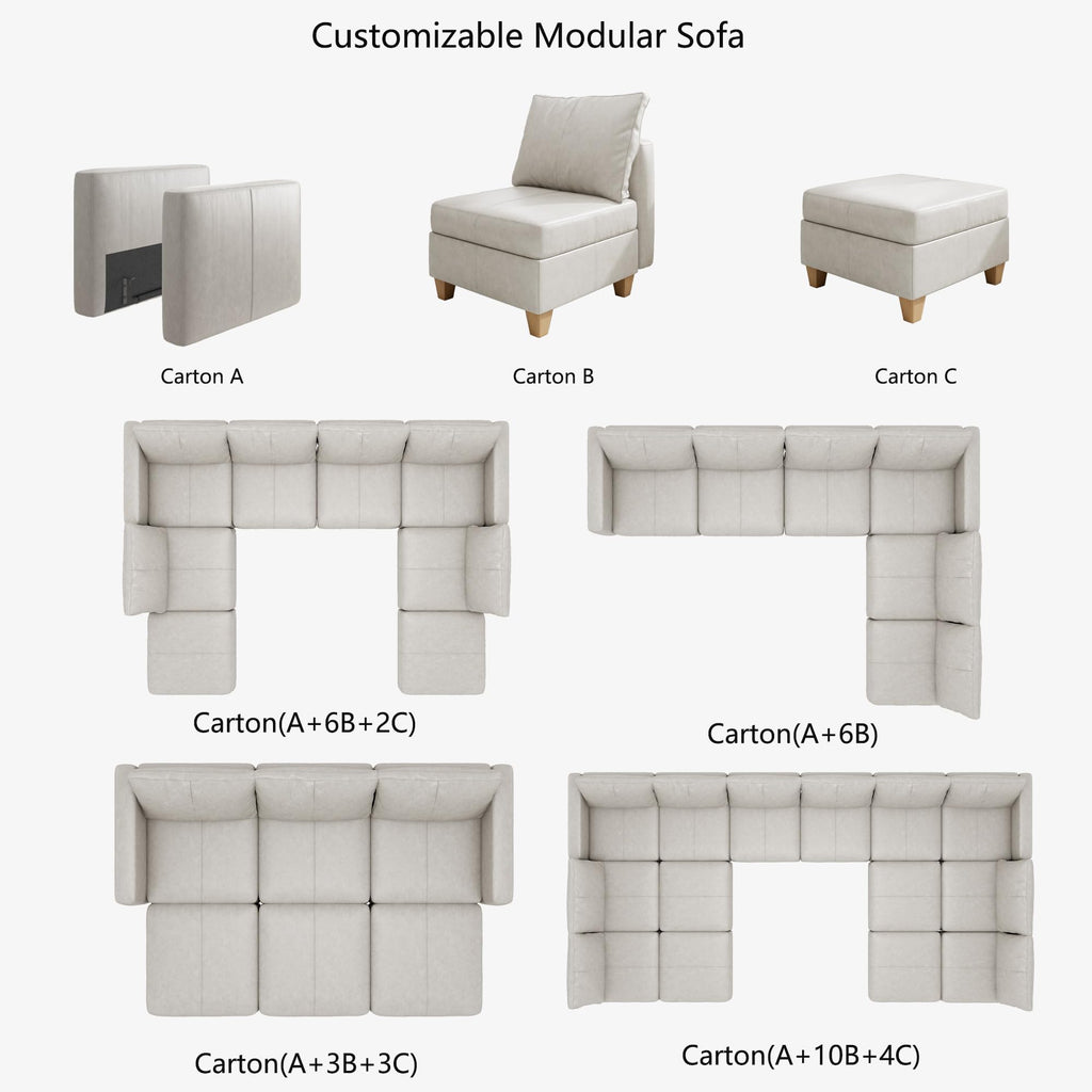 Faux Leather Sectional U Shaped Modular Couch
