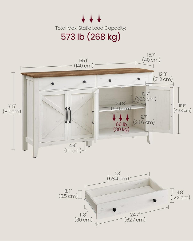 LIRY Collection - Buffet Cabinet, Coffee Bar Cabinet with 2 Drawers, Adjustable Shelves