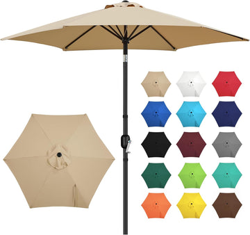 9FT Outdoor Patio Umbrella, Outdoor Table Umbrella with Push Button Tilt and Crank, Yard Sun Shade