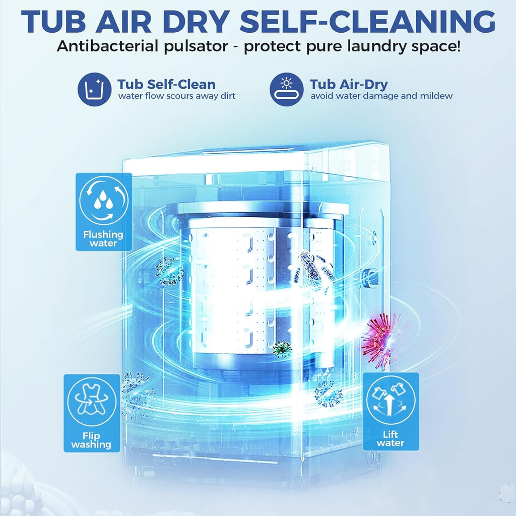 Portable Washing Machine 20Lbs Portable Washer with Drain Pump, 2.8 Cu.ft Compact Washer Machine with 10 Programs 8