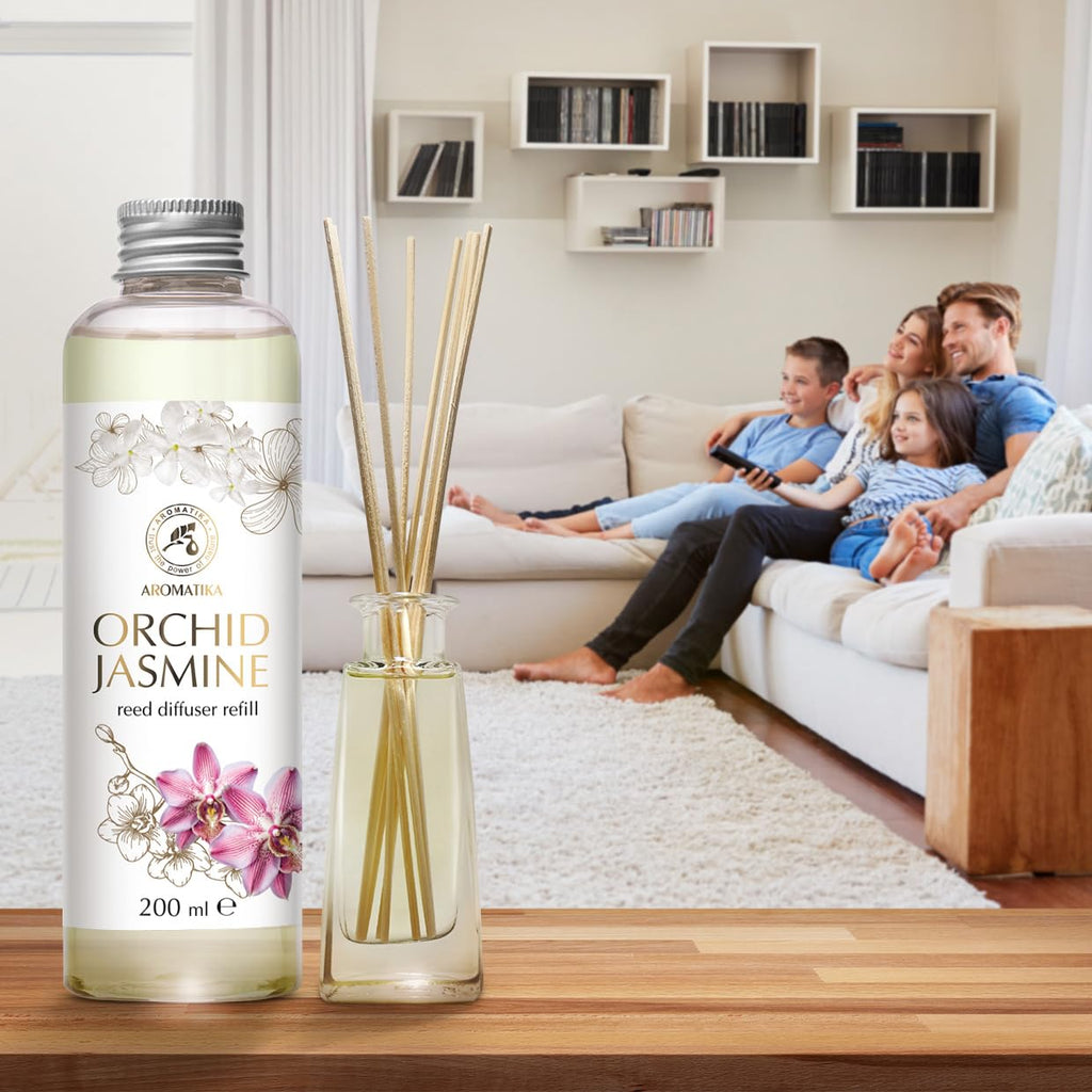 Reed Diffuser Refill Orchid-Jasmine 6.8 Fl Oz - Scented Diffuser Refill - Long Lasting Home Fragrance - Room Diffuser