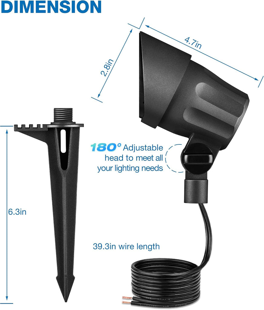 6W AntiGlare LED Low Voltage Landscape Lighting with Connector 4Pack