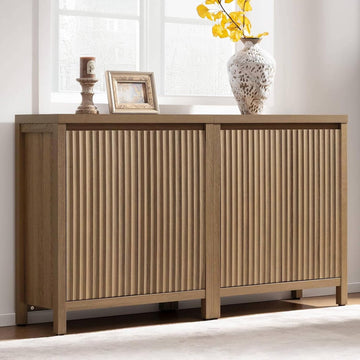 Sideboard Buffet Cabinet with Storage, Fluted Credenza Console Cabinet with Adjustable Shelves
