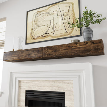 72inch Shelf with Hidden Storage - MDF Wood Wall-Mounted Shelf, Farmhouse Floating Mantel for Fireplace or Living