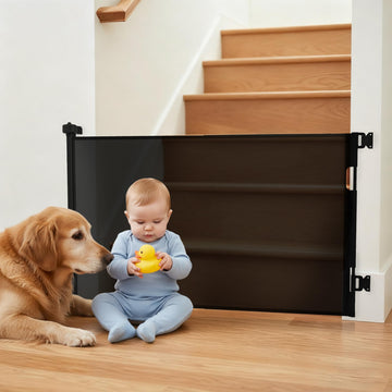 Retractable Baby Gate,Mesh Baby Gate or Mesh Dog Gate,34" Tall,Extends up to 70" Wide,Child Safety Gate for Doorways