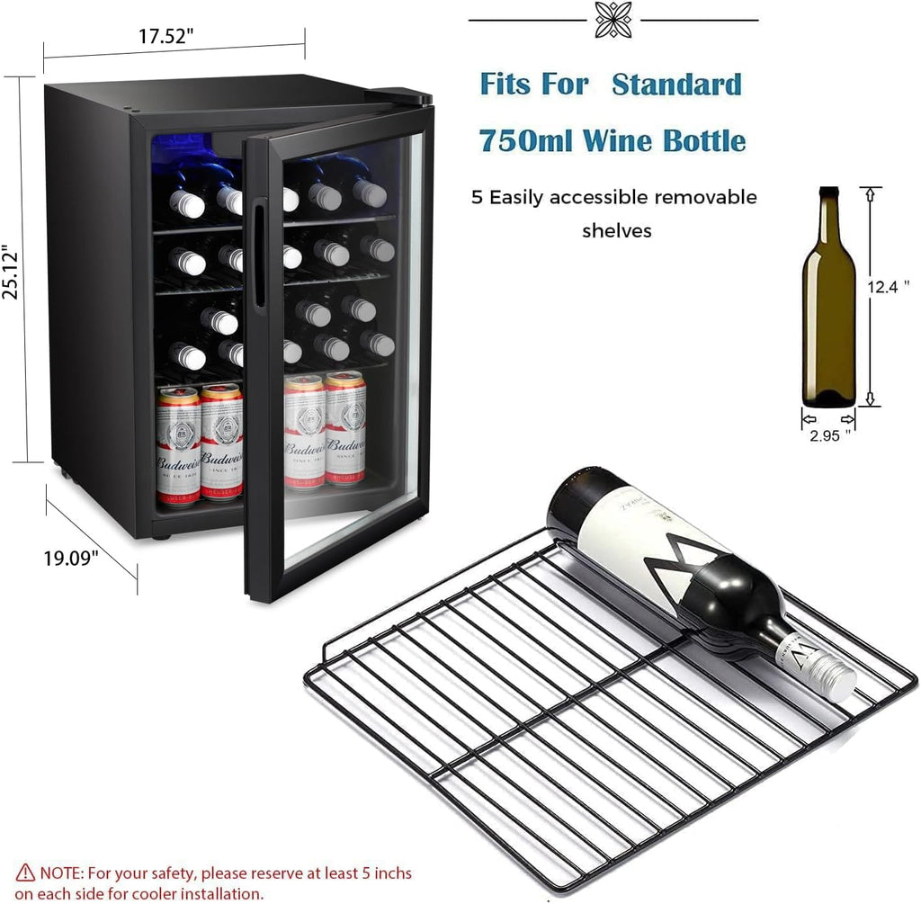 16 Bottle Wine Cooler/Cabinet Beverage Refrigerator Small Mini Wine Cellar Beer 
