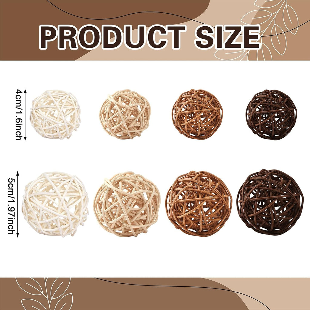 Natural Wicker Rattan Balls, Table Centerpieces Vase Bowl Filler Hanging Decor DIY Craft House Ornament - Set of 40