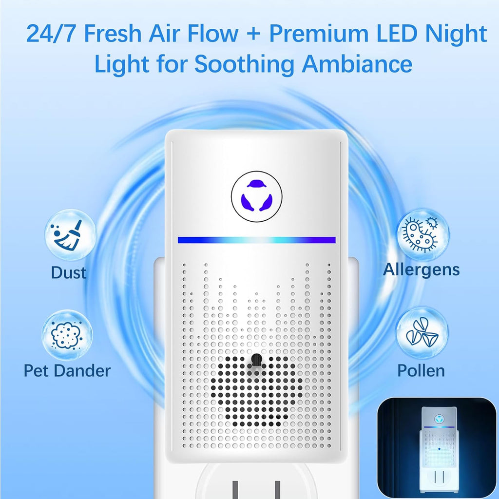 Air Ionizers for Home 4-Pack, Plug-in Air Purifier Ozone-Free & Filterless, Eliminates Pet Odors fro