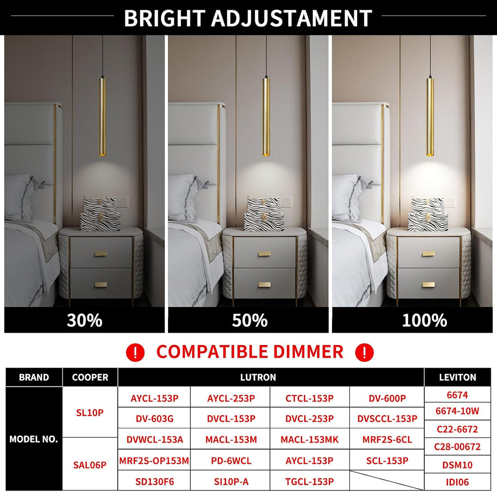 Modern Pendant Lights 4000K Bronze LED Dimmable Pendant Light Fixtures Pendant Lighting for Kitchen