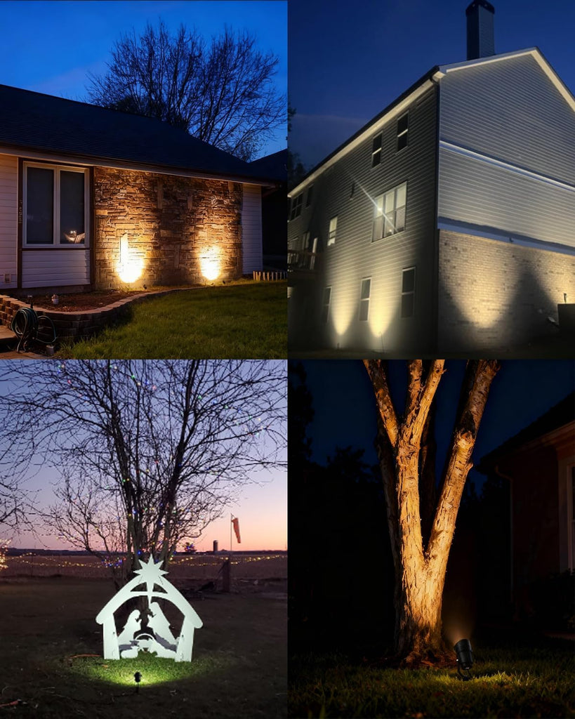 12W Spot Lights Outdoor 110V to 120V Landscape Lighting Waterproof Spotlight with 4.9ft 3-Plug LED Plug in Landscape
