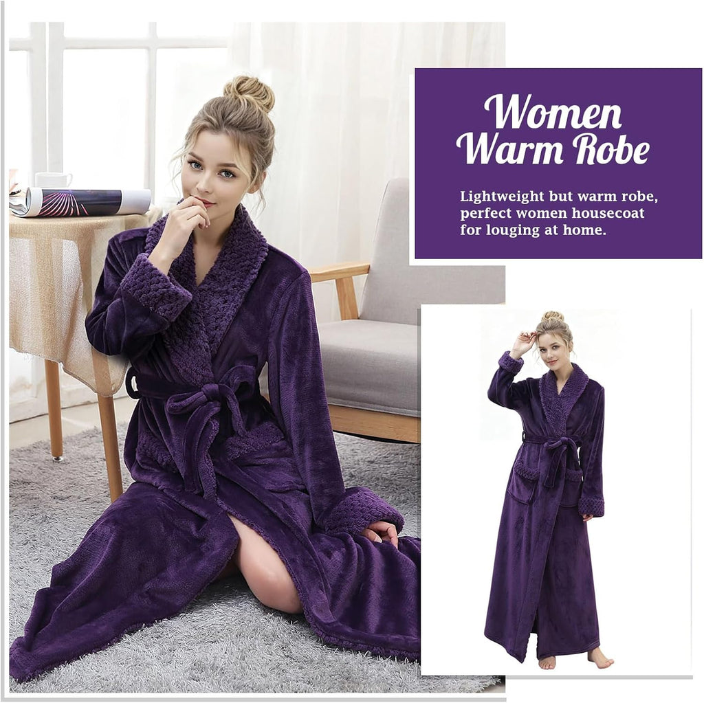 Premium Long Robes for Women: Warm Super Plush Soft Fleece Bathrobes