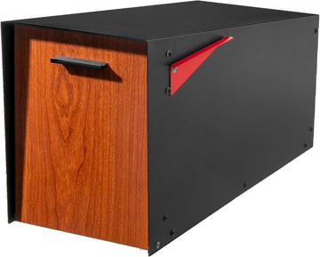 Modern Mailbox Post Mount - Large Mailbox - Black Metal Mail Box - Powder Coated Steel - All Weather Resistant