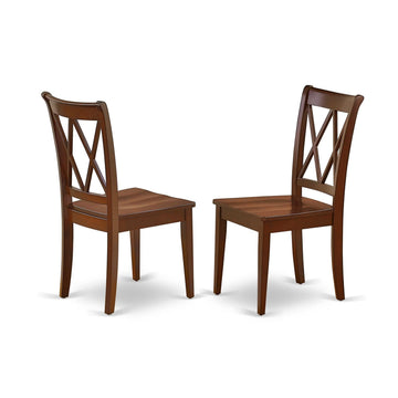 West Furniture CLC-MAH-W Clarksville Dining Chairs - Double Cross Back Solid Wood Seat Chairs, Set of 2, Mahogany