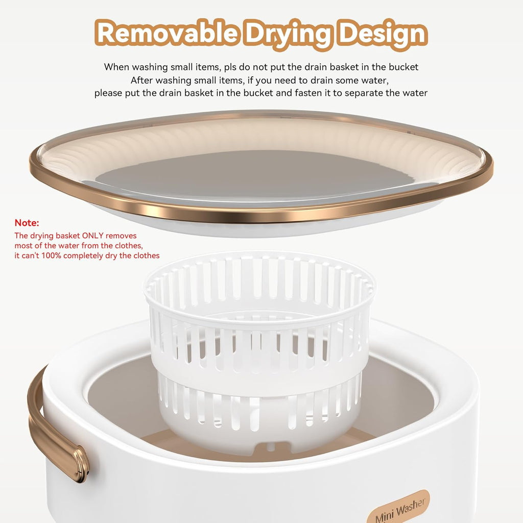 Portable Washing Machine, Folding 20L Mini Washer and Spin-Dryer,3 Cleaning Modes Small Compact Laundry Machine of Underwear, Baby Clothes, for Apartments, Dormitories, RV, Travel, (Khaki)