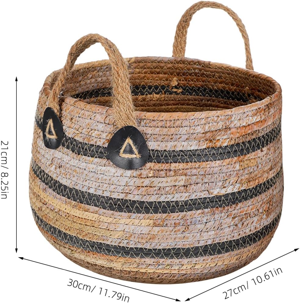 Woven Storage Baskets Straw Planter Basket Toy Blanket Organizer Seagrass Laundry Large Wicker Plant Tree for Dirty