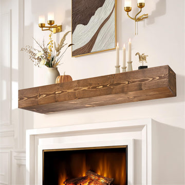Fireplace Mantel 60", Wooden Floating Shelf for Over Fireplace, Brown