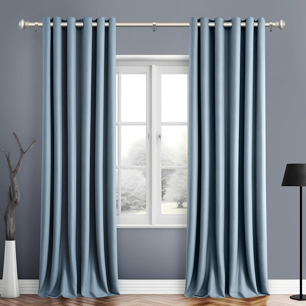Silver Curtain Rods for Windows 72 to 144 Inches Adjustable Decorative 1 Inch Diameter Single Window Curtain Rod Set