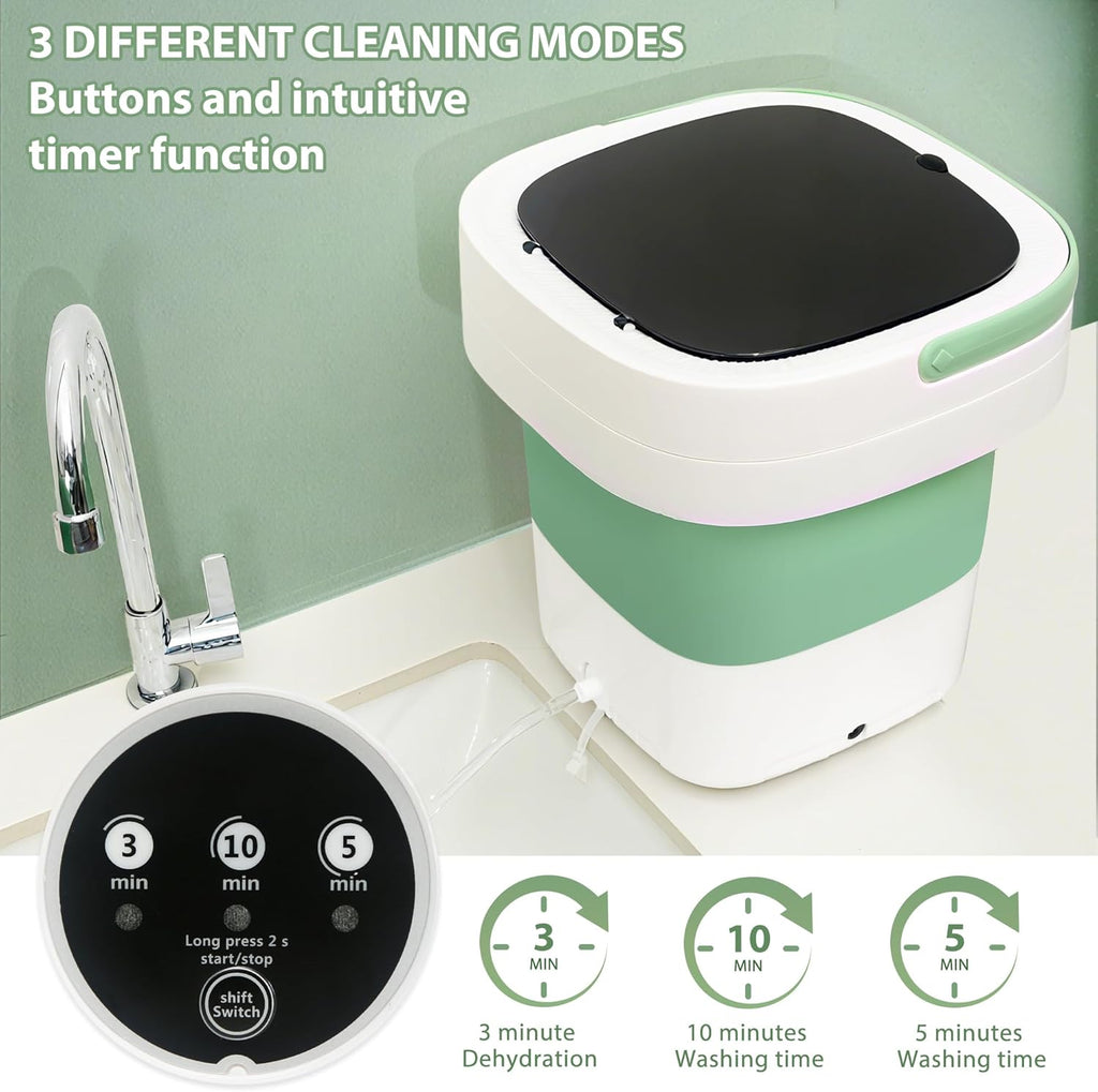 17L Portable Mini Washing Machine, Foldable Compact Washer with Spin Dryer, 3 Wash Modes for Baby Clothes, Underwear &