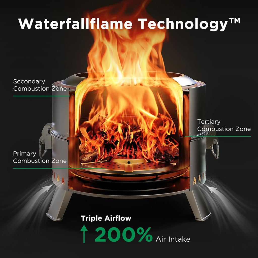 Smokeless Firepit, 19 Inch Fire Pit for Camping with Patented Technology