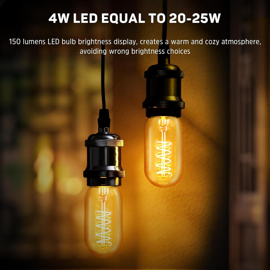 Vintage Edison LED Light Bulb 25 Watt 20 Watt Equivalent E26 Medium Base Dimmable Soft Warm 2200K Amber Antique T45