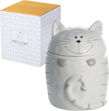 Ceramic Jar with Lid for Countertop, Cat Treat Container, Cute Decorative Kitchen Storage Jar for Tea Coffee Sugar