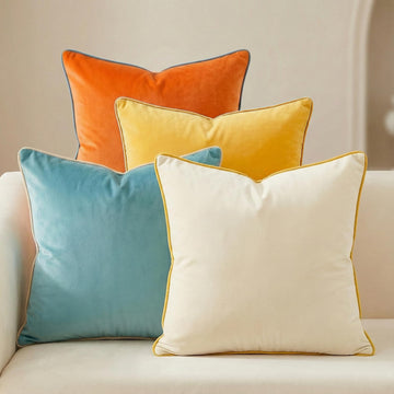Velvet Decorative Throw Pillow Covers 18x18 Set of 4 Orange/Yellow