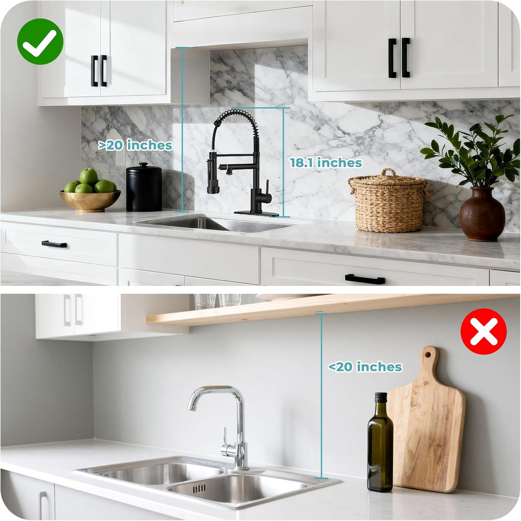 Kitchen Faucet with Pull Down Sprayer - Matte Black Single Handle Commercial Kitchen Faucets