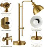 Industrial Adjustable Desk Lamp, Farmhouse Table lamp 29''-38'', Rustic Metal Task Desk Lamp in Brushed Gold Finish