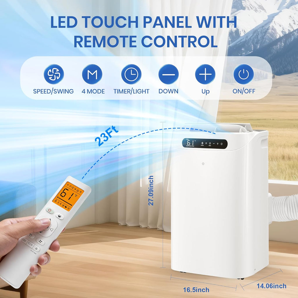 14000 BTU Portable Air Conditioners for Room Cooling up to 700 Sq. Ft, 3-IN
