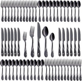 Black Silverware Set for 12, 60-Piece Stainless Steel Flatware Set, Shiny Black Metal Cutlery Set, Include Fork