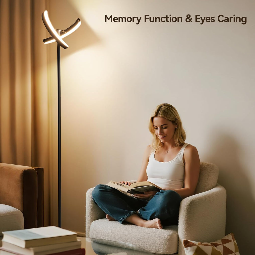 Floor Lamps, 28W/1600LM Bright LED Floor Lamp with Remote & 2 Rotatable Lights, 74" Dimmable Tall Standing Lamp