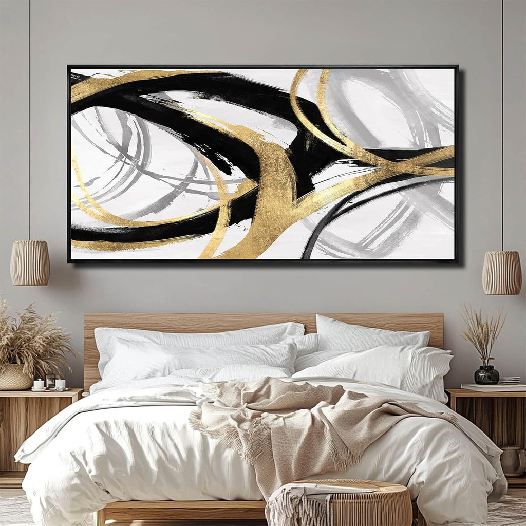 Large Canvas Wall Art Room Decor Framed Wall Art Abstract Line Paintings Home Decoration for Living Bedroom Office