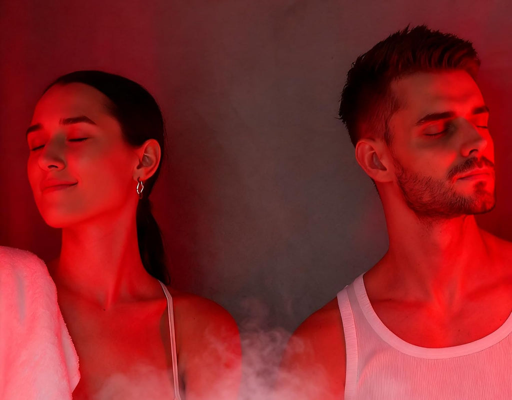 2 Person Portable Steam Sauna for Home with Two Red Light Therapy Panels Full Body Home Spa (Black)