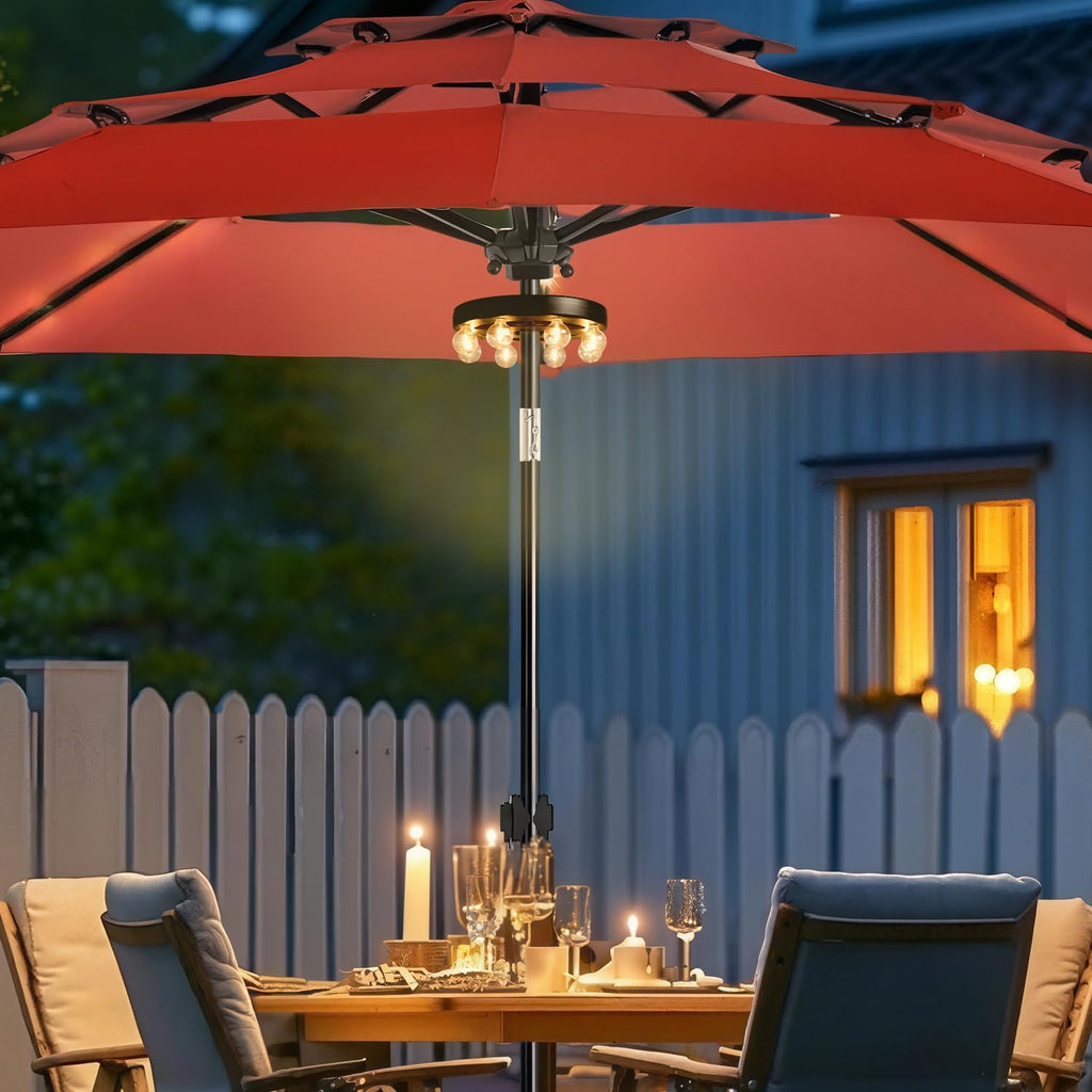 Umbrella Lights Outdoor Patio, Rechargeable Cordless with Dimmer &Timer