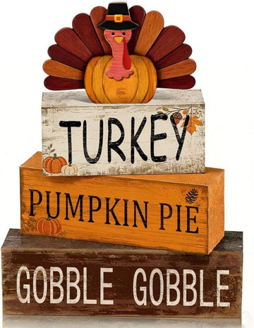 Turkey Fall Thanksgiving Decor, Fall Decorations - Set of 4