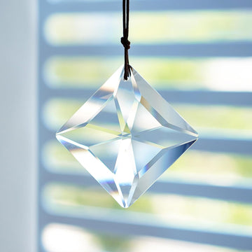 2 Inch Square Clear Crystal Prism Suncatcher, Rainbow Maker - Faceted Crystal Pendant, Chandelier Ornament