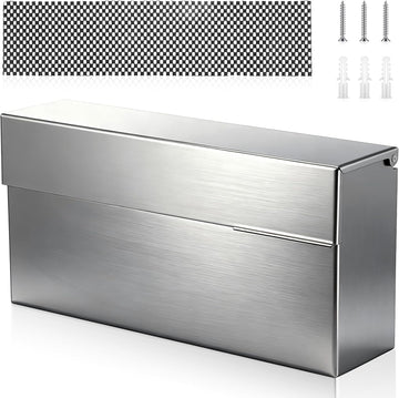 Stainless Steel Mailboxes 14.5'' x 7.1'' x 3.75'' Wall Mounted Mailbox Silver Rust Proof and Rainproof Steel Drop Box