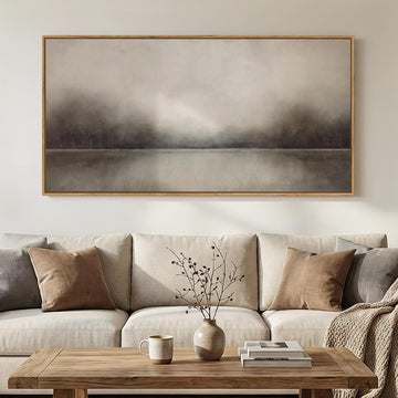 Large Framed Rustic Canvas Wall Art , Neutral Abstract Nature Modern Prints Paintings Artwork for Walls, Horizontal