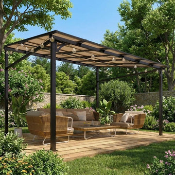 10x12ft Lean to Gazebo with Polycarbonate Hardtop Roof